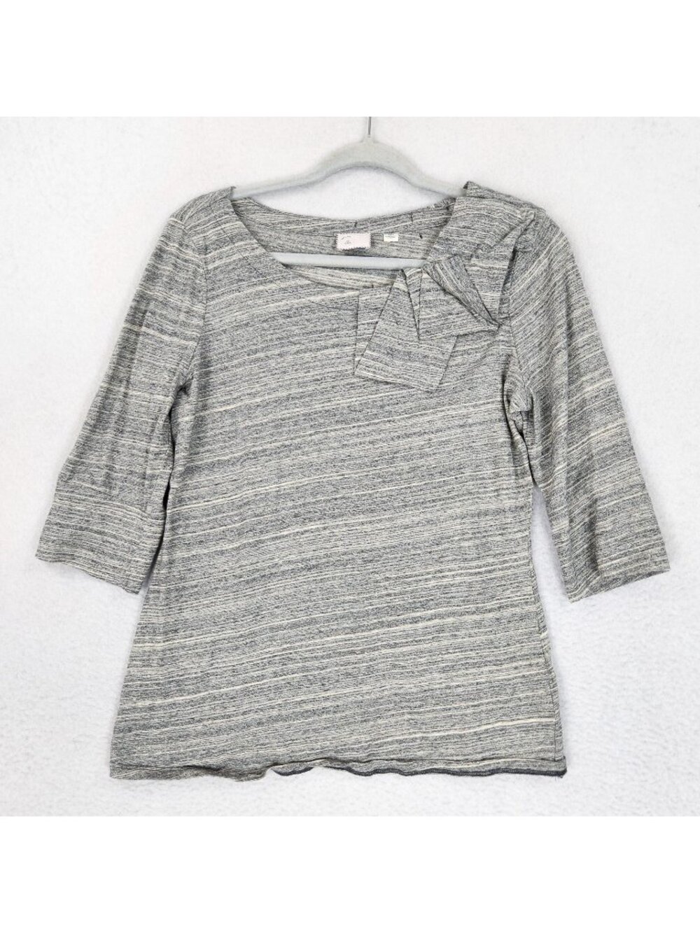 Postmark Shirt Womens Large Gray 3/4 Sleeve Striped Knit Anthropologie Top